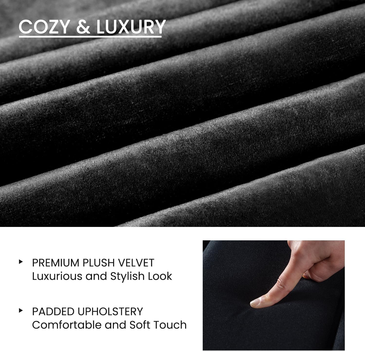SHA CERLIN Full Bed Frame/Velvet Upholstered Platform Bed Frame with Headboard/Strong Wood Slats Support/Mattress Foundation/No Box Spring Needed - Black
