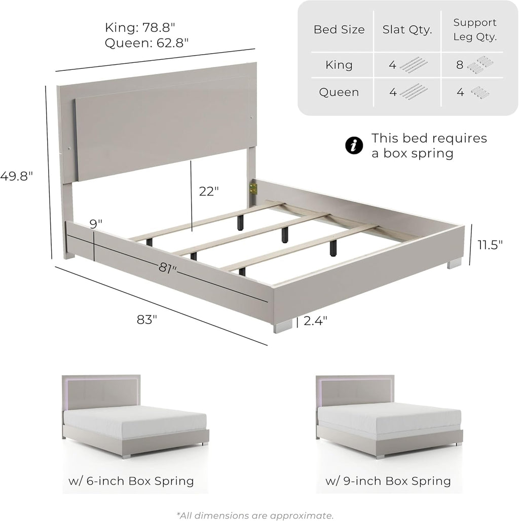 Furniture of America Alistair Modern Wood 5-Piece Bedroom Collection with Bed Frame, 2-Drawer Nightstands and 6-Drawer Dresser with Mirror, Box Spring Required,White, Queen