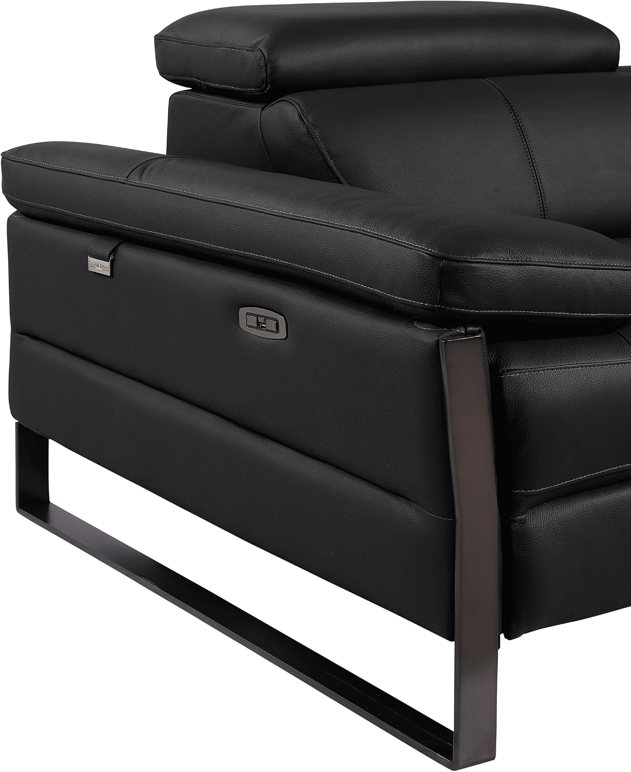BlackJack Furniture Antonio 8 Piece U Shaped Power Reclining Sectional Sofa, Modular Couch with Top Grain Italian Leather, 4 Electric Recliners, USB & Wireless Chargers, Storage Console, Black