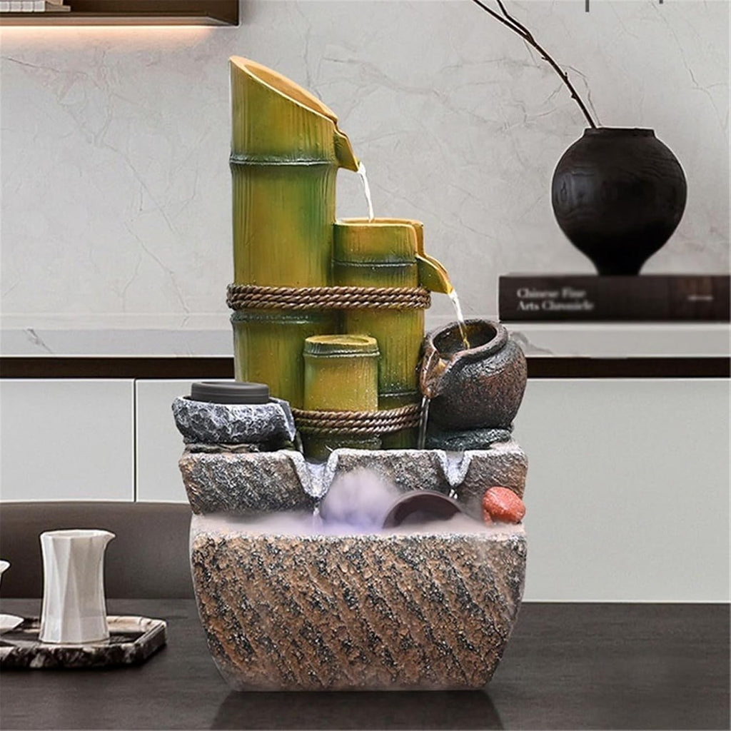 Tabletop Fountain Indoor Fountain, Desktop Feng Shui Wheel Ornament with Circulating Water Feature