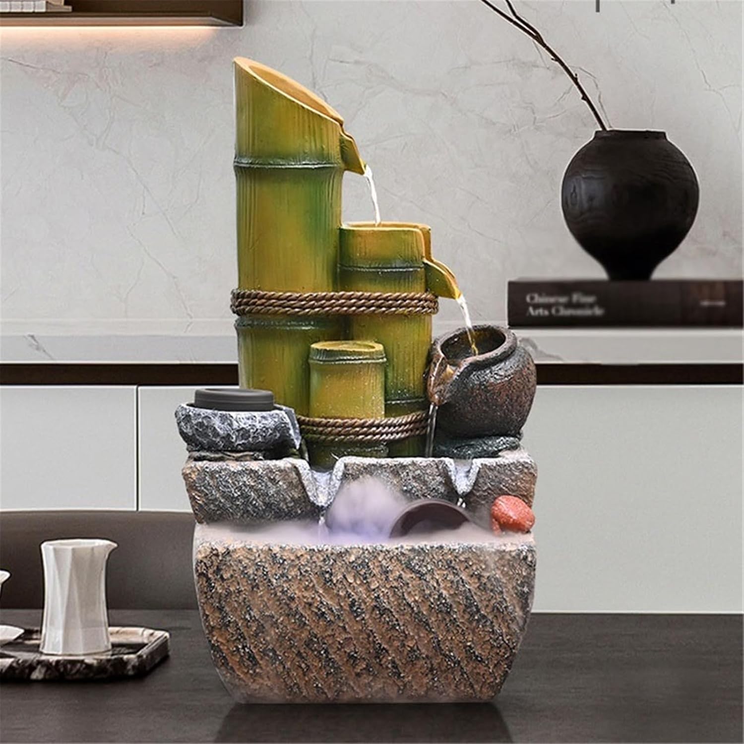 Tabletop Fountain Indoor Fountain, Desktop Feng Shui Wheel Ornament with Circulating Water Feature