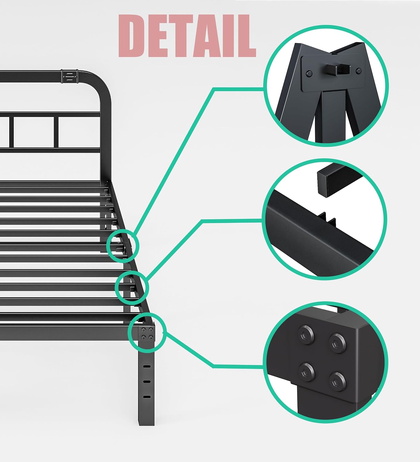 ZIYOO Twin Size Bed Frame with Headboard, 1000LBS Heavy Duty Platform Mattress Foundation/Box Spring Replacement - 18 Inch Height Metal Bed Frame