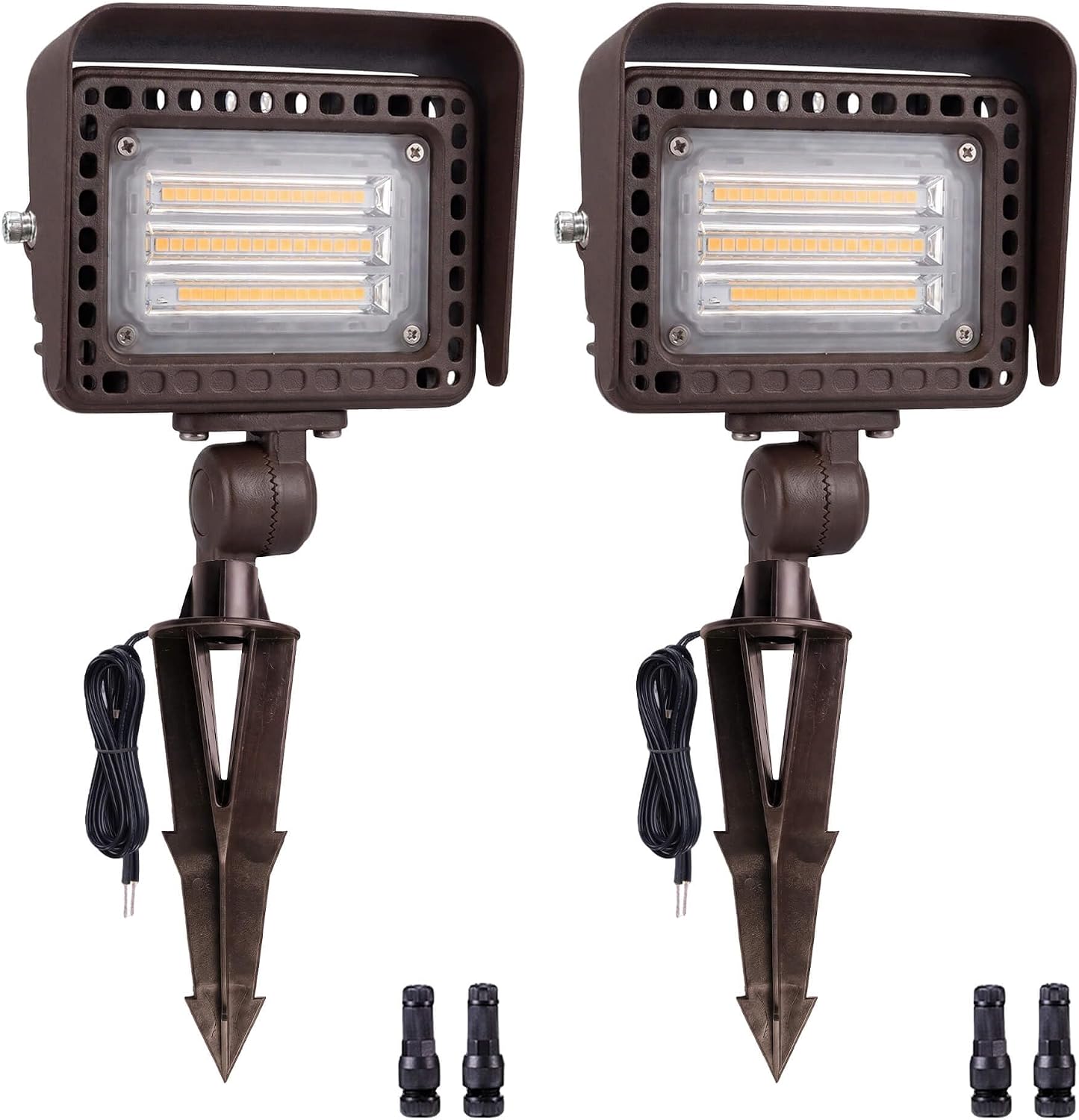 Gardenreet Low Voltage Landscape Flood Lights, 20W 12V LED Hardwired Light Outdoor, Wall Wash Uplighting for Tree House Garden Yard, Angle Adjustable IP65 Waterproof Aluminum 2 Pack