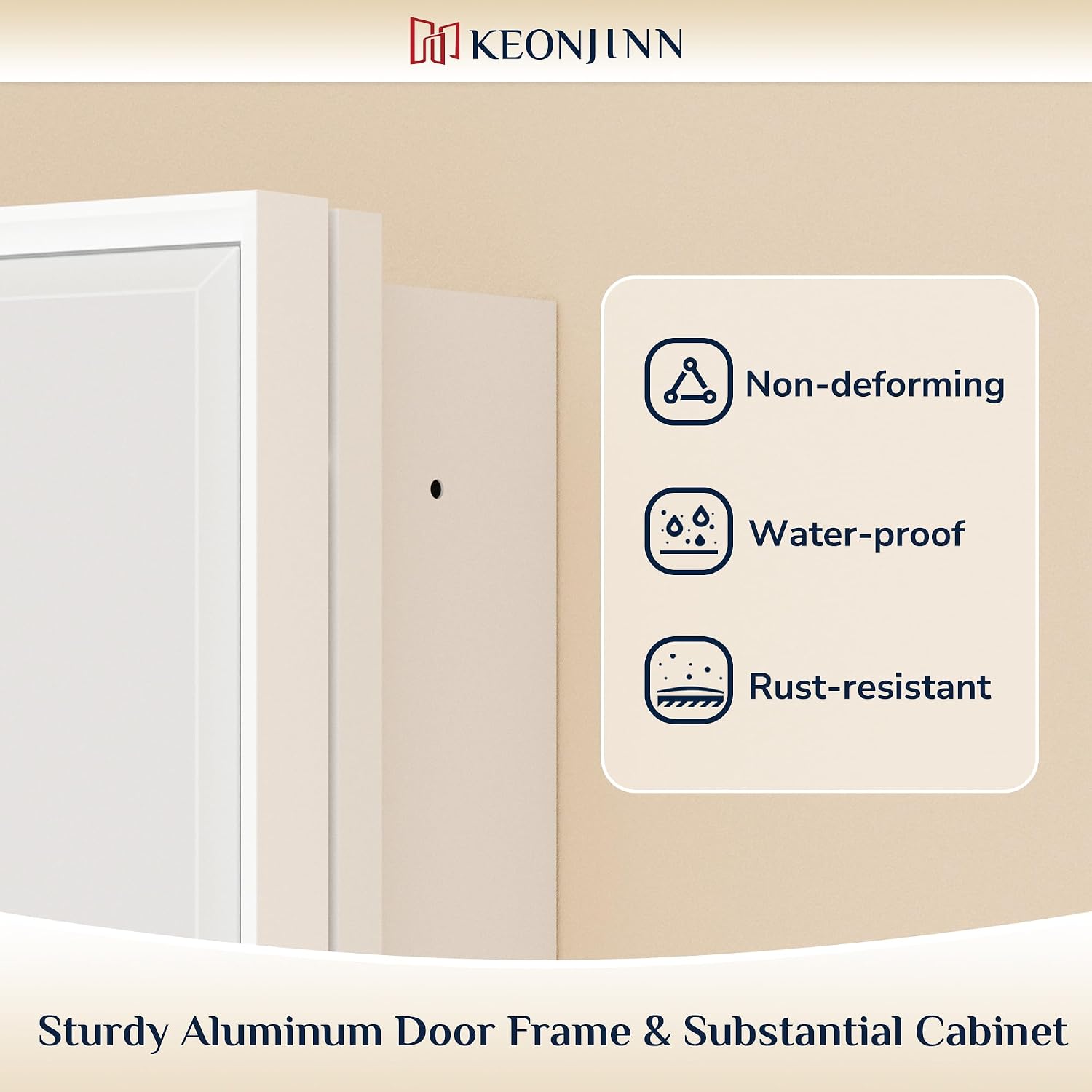 Keonjinn 24' x 30' White Bathroom Medicine Cabinets with Mirror Recessed or Surface Wall-Mounted Aluminum Alloy Metal Framed Beveled Bathroom Mirror, Large Single Door Farmhouse Storage Cabinet Mirror