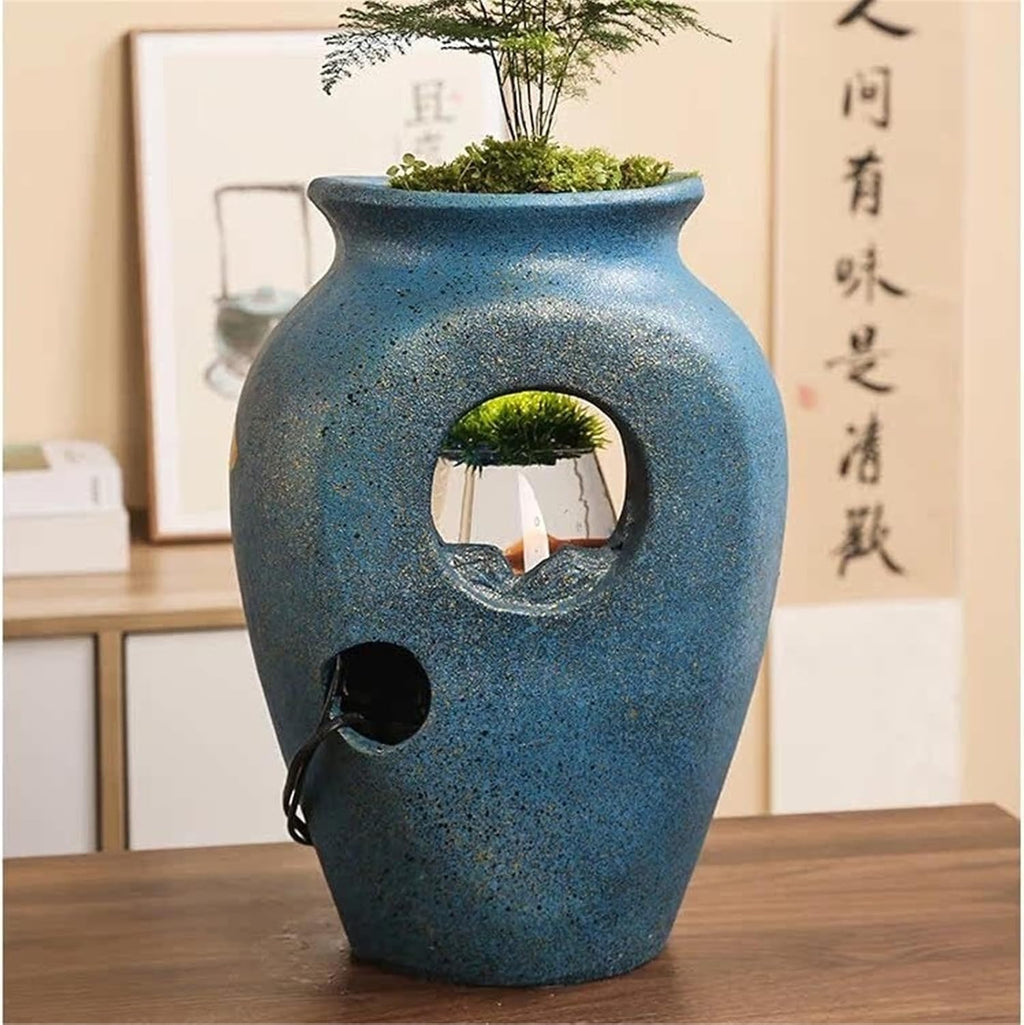 Indoor Waterfall Fountain Tabletop Fountain, Desktop Fish Tank Relaxing Ambiance for Home and Office Decor