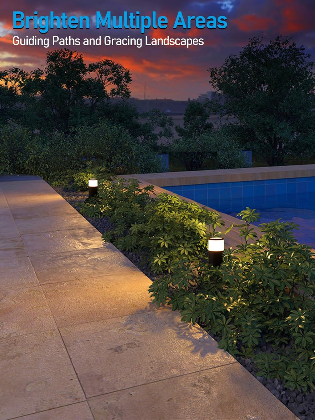 LEONLITE 8-Pack 5W LED Landscape Bollard Path Lighting, 12V-24V Low Voltage Landscape Lights, 3000K Warm White, Outdoor Pathway Light, Die-Cast Aluminum Housing