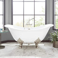 Signature Hardware 915546-72-RH-ND Arabella 72' Cast Iron Soaking Clawfoot Tub with Pre-Drilled Overflow Hole and 7' Rim Holes - Less Drain - White/Brushed Nickel Feet