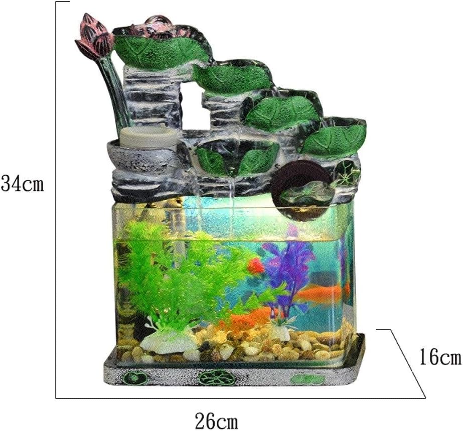 Staggered Lotus Cascading Fountain 5-Tiered Falls Tabletop Water Fountain and Fish Tank for Home Office Decor(S)