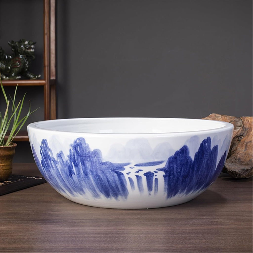 Tabletop Fountain Tabletop Water Fountain Chinese Minimalist Water Fountain Ornaments Hand-Painted Ceramic Decoration