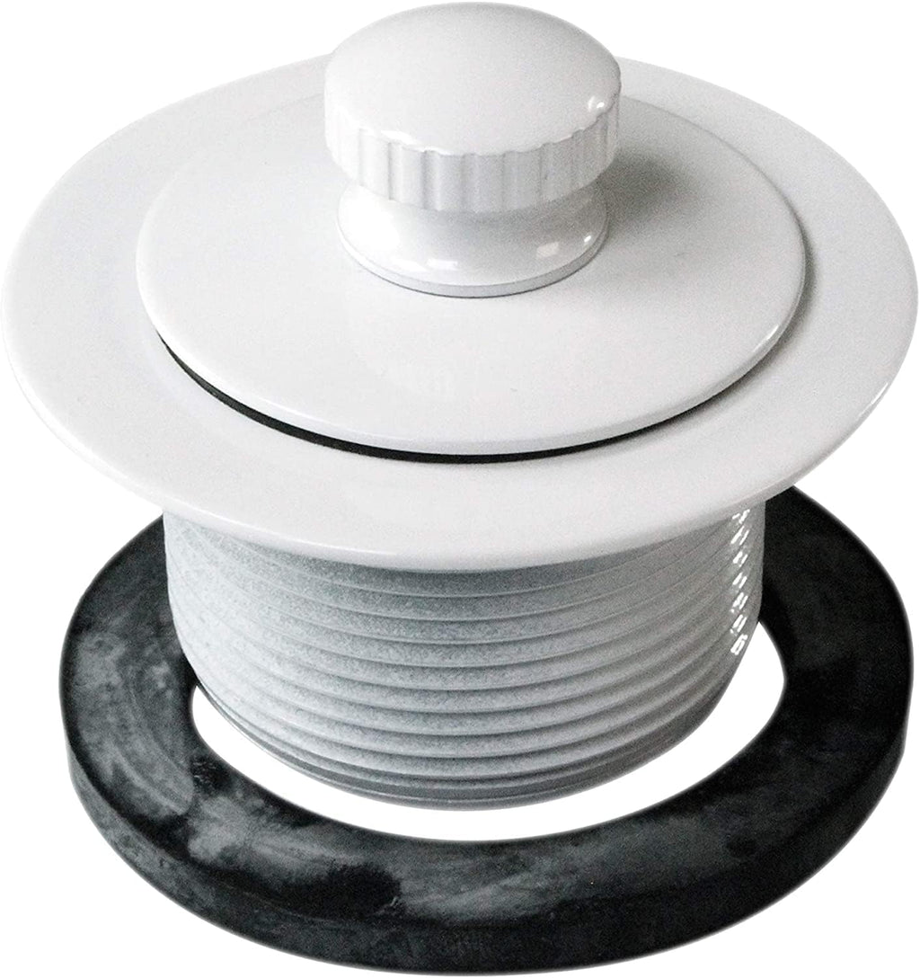 Westbrass A3264-50 22-1/2' Brass Bath Waste & Overflow Assembly with Pull Drain Plug and 2-Hole Faceplate, Powder Coat White