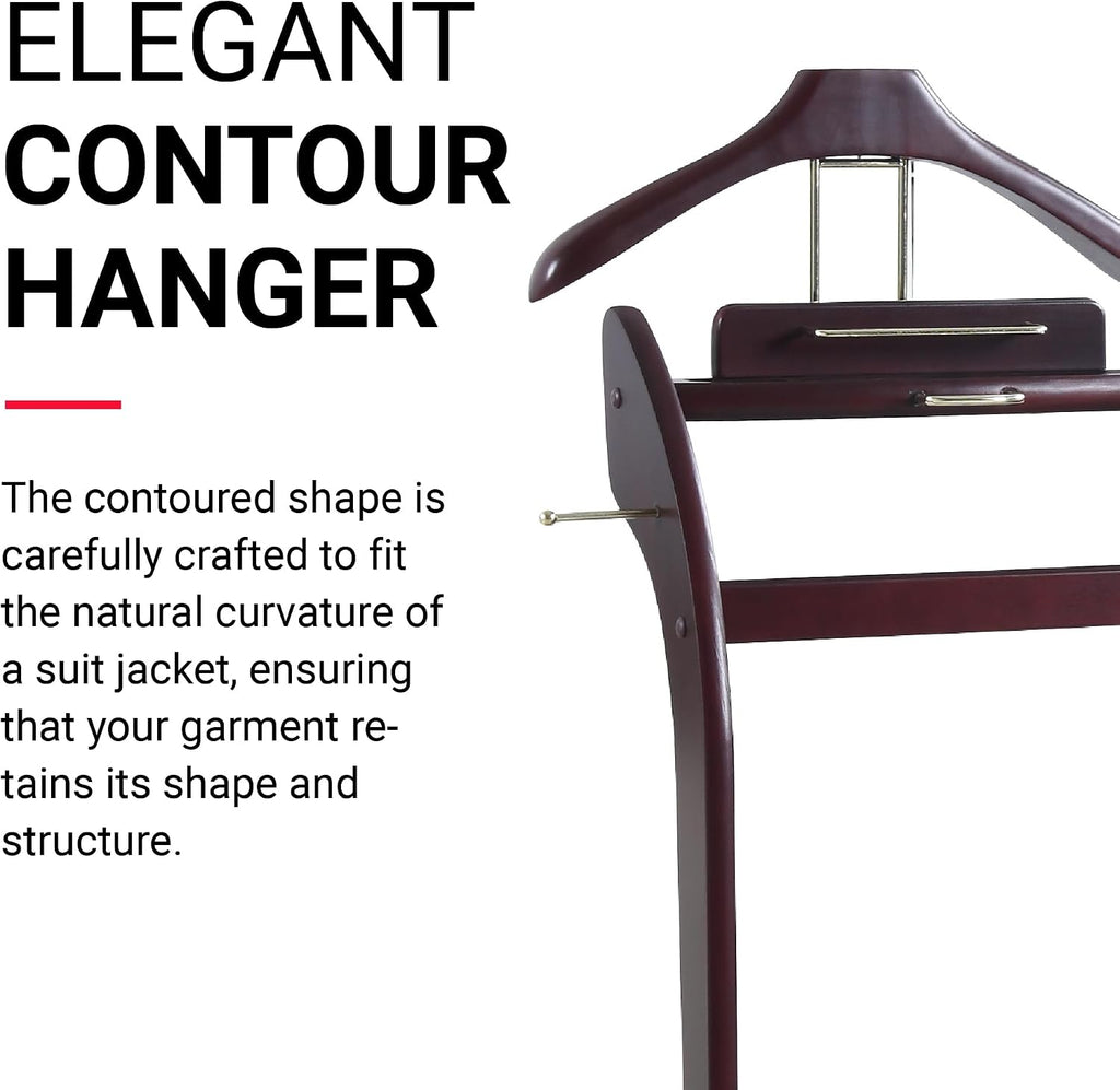 Proman Products - Windsor Executive Wardrobe Valet, Mens Valet Stand, Accessory & Clothes Organizer (Mahogany)