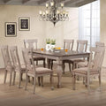 Kings Brand Furniture Charisma 9-Piece Dining Room Set – 2-Tone Brown Solid Wood Extendable Table with 18' Butterfly Leaf and 8 Upholstered Chairs, Traditional Dining Furniture