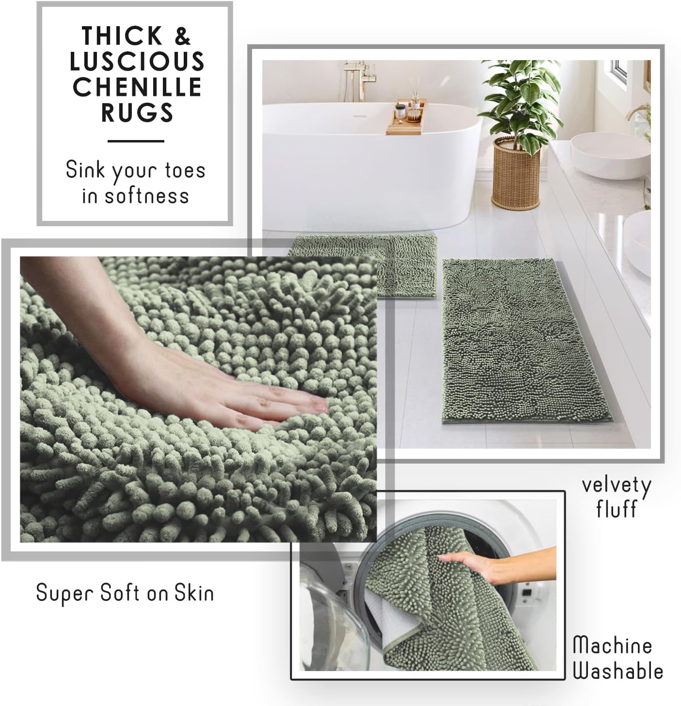 Hearth & Harbor Sage Green Bathroom Set - Bathroom Sets with Shower Curtain and Rugs, 21PC Bathroom Accessory Set, Shower Curtain Set with Soap Dispenser & Toothbrush Holder