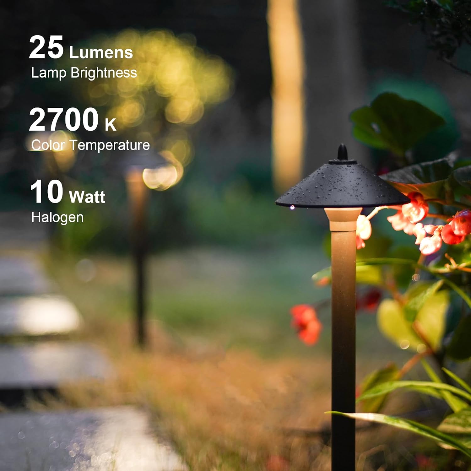 GOODSMANN 12V AC Landscape Lighting Kit with 6PCS 10W Bronze Halogen Pathway Lights & 4PCS Metal Material 20W Flooding Lights & 75Feet 16AWG Wire & 150W Outdoor Low Voltage Landscape Transformer