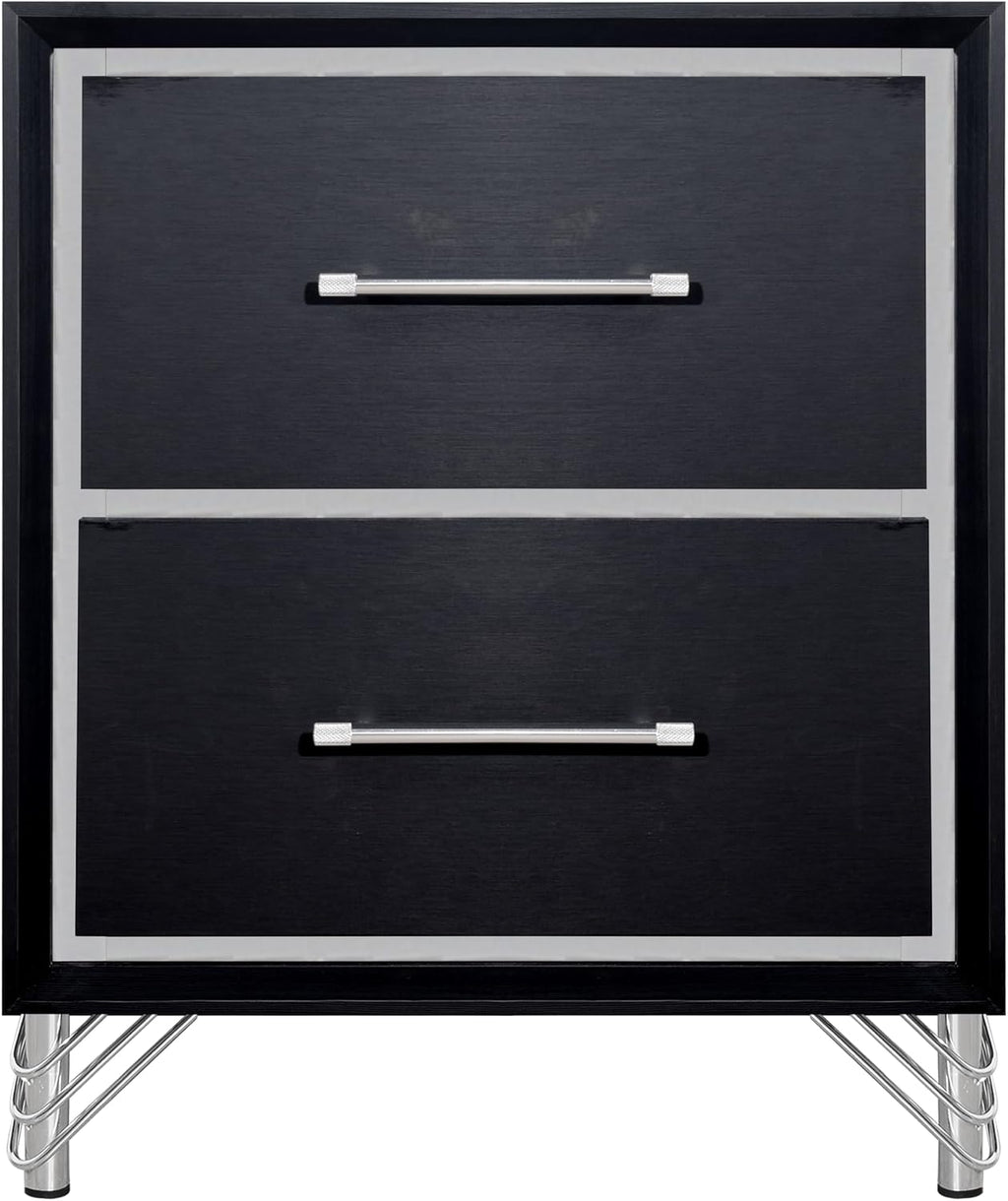 New Classic Furniture Ava 5-Piece Wood King Bedroom Set with 2 Nightstands, Ebony Black