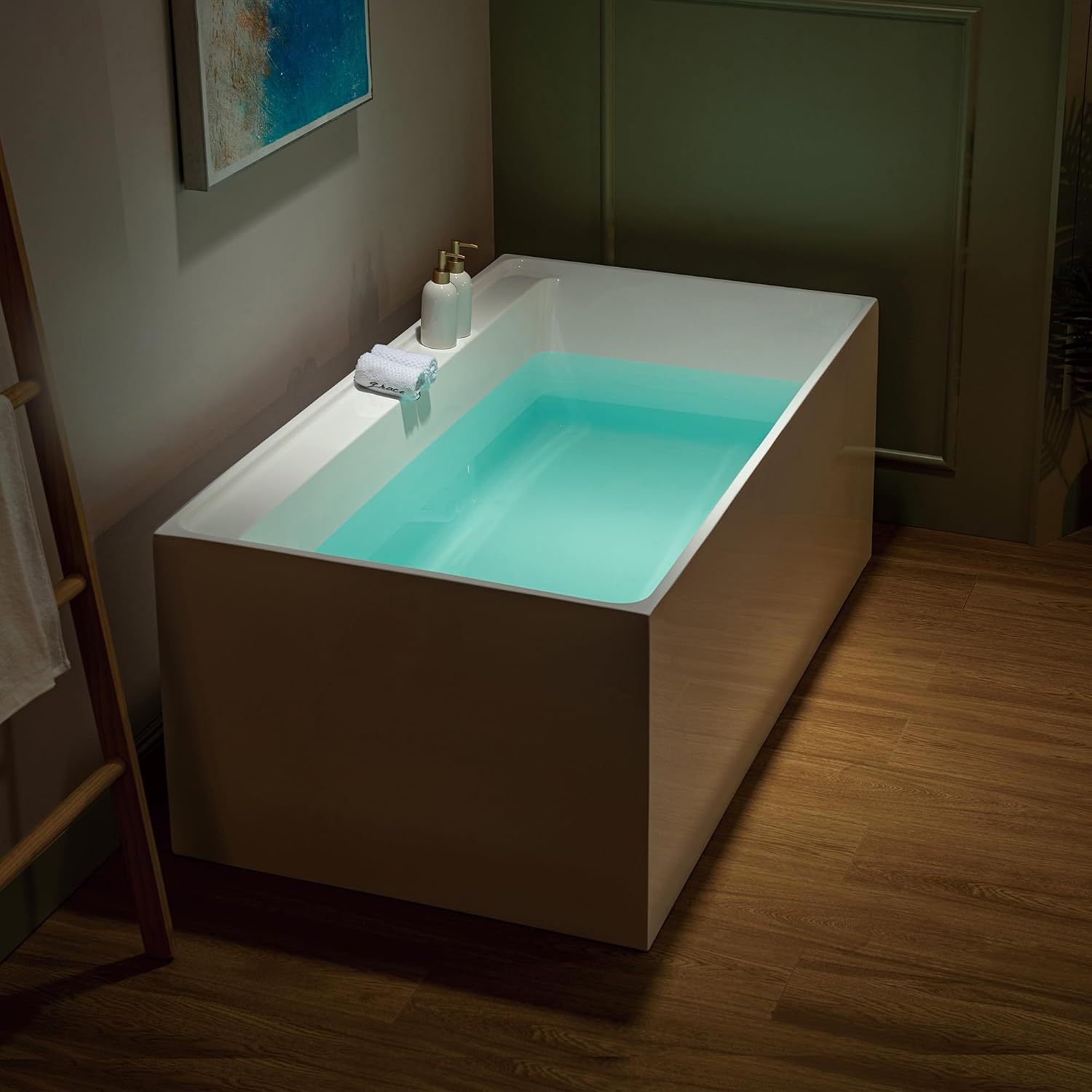 WOODBRIDGE 59' L x 29-1/2' W Freestanding Contemporary Soaking Bathtub with Oil-Rubbed Bronze Drain & Overflow, White, B5910-ORB