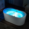 WOODBRIDGE 59' x 31-1/2' Whirlpool and Air Bath Heated Soaking Combination Tub with Adjustable Speed Air Blower and Display Control Panel, Brushed Gold Finish Trim and Drain Kit,BG100