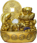 Desktop Fountain Gold Color Tabletop Fountain with Water Pump, Fengshui Indoor Decoration Lucky Fortune Decorative Waterfall for Office and Home Decor