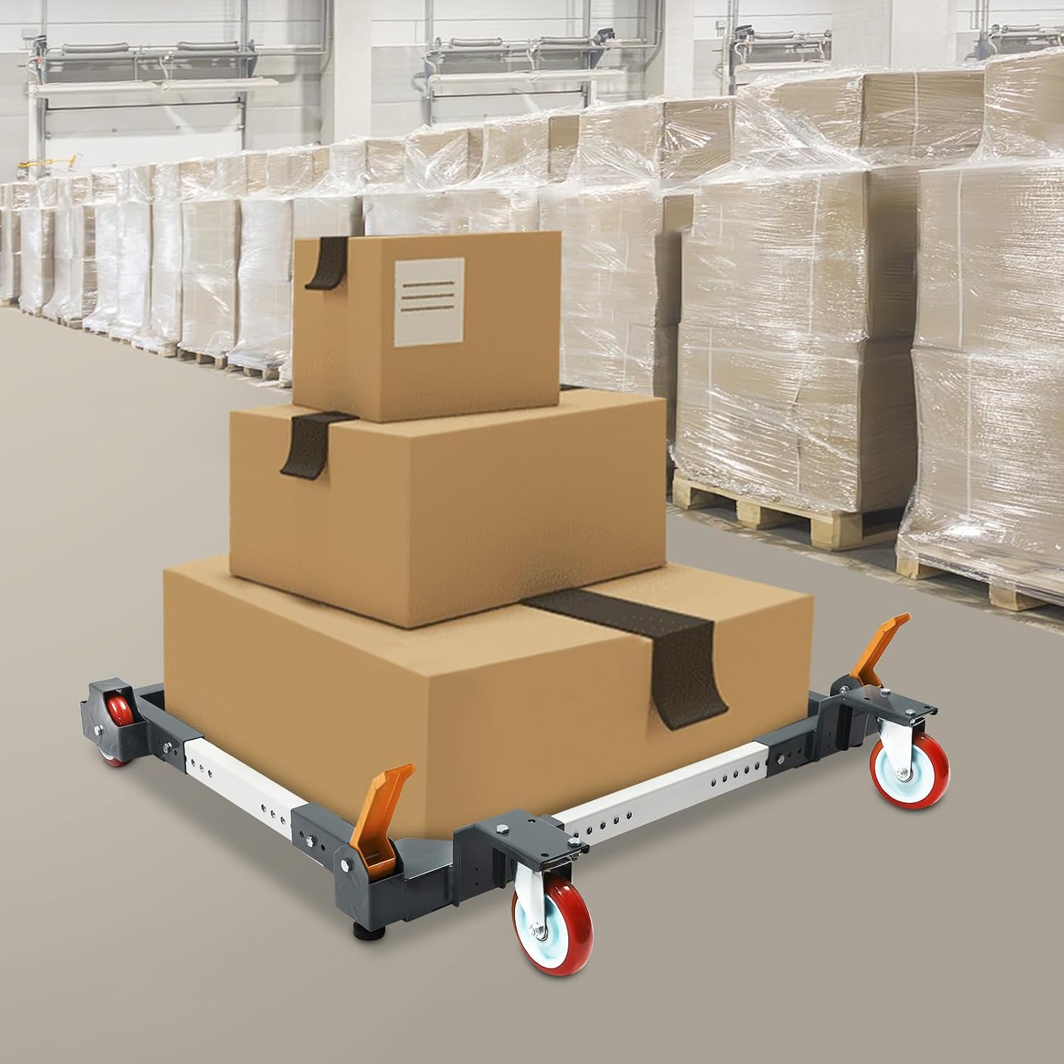 1500LBS Universal Mobile Base, Grey Adjustable Mobile Base W/ 2 Universal Wheels, Heavy Duty Mobile Base, Mobile Base Kit, Q235 Steel Mobile Base Machine for Factories and Homes