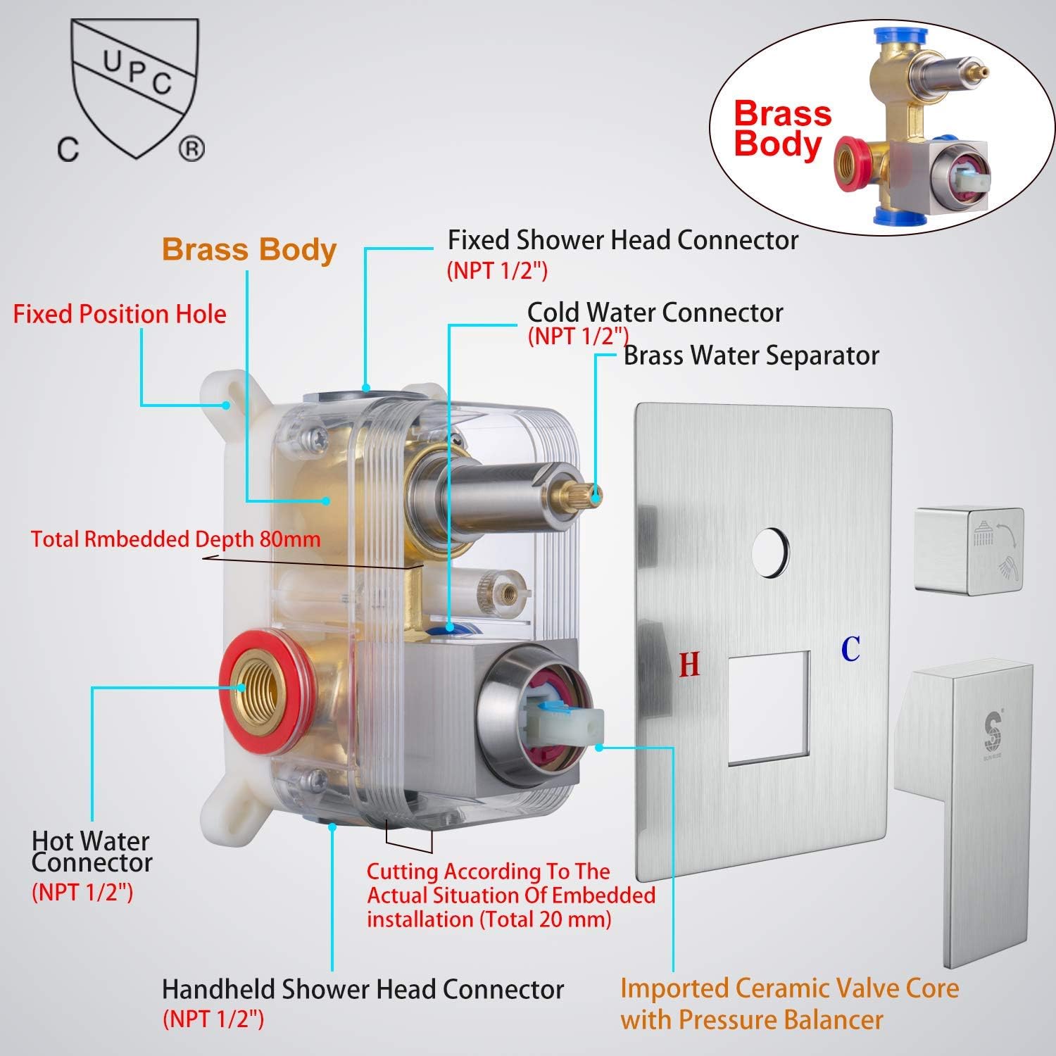 Shower Faucet Set and Shower System with Tub Spout