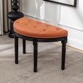 Solid Wood Vanity Bench,Moon Half Entryway Shoe Bench,Comfy Upholstered Piano Bench,Vintage Ottoman Bench,Home Decor Sofa Bench Bedroom Bench (27.56″W×13.78″D×18.5″H, Leather Orange)