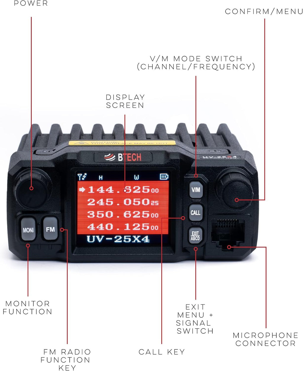 BTECH UV-25X4 (Second Gen.) Mini Mobile 25 Watt Tri Band Base, Mobile Radio: VHF, 1.255M, UHF Amateur (Ham)