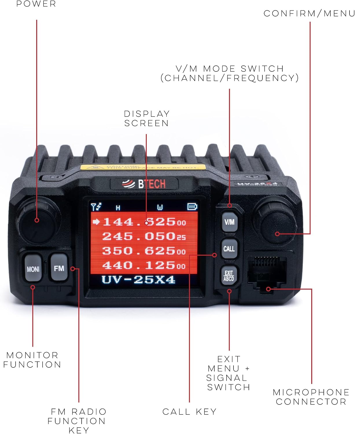 BTECH UV-25X4 (Second Gen.) Mini Mobile 25 Watt Tri Band Base, Mobile Radio: VHF, 1.255M, UHF Amateur (Ham)