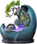 Desktop Fountain Tabletop Water Fountain in Artificial Bonsai Design Indoor Waterfalls Fountains Decorative Feng Shui with Automatic Pump Best Home Gifts for Friends or Family(Blue)