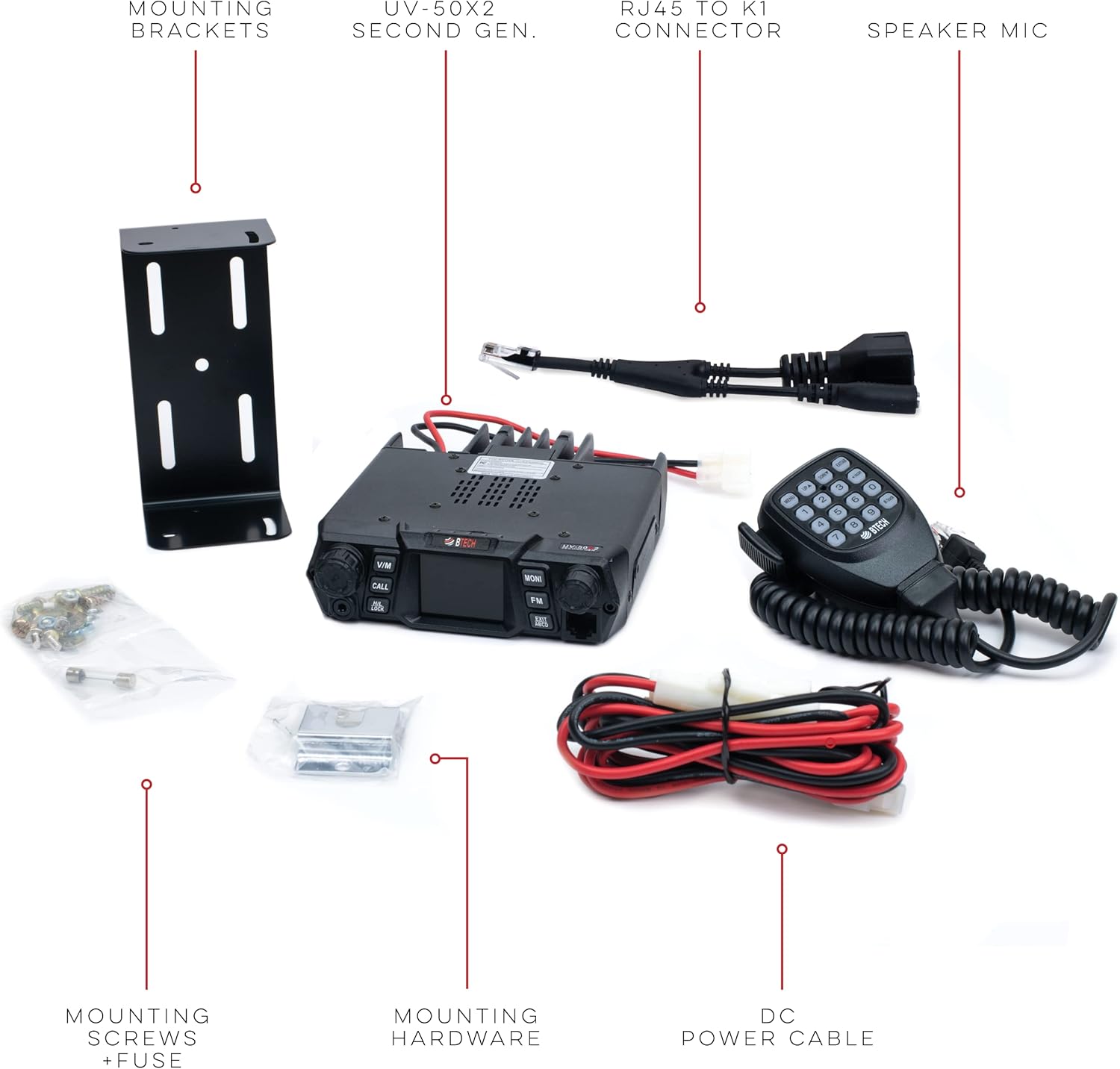 BTECH UV-50X2 (Second Gen.) Mobile 50 Watt Dual Band Base, Mobile Radio: VHF, UHF Amateur (Ham)