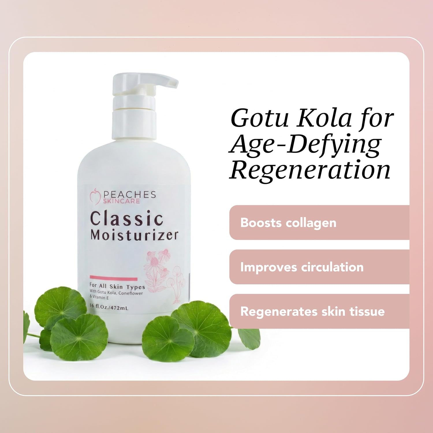 Hydrating Vegan Moisturizer with Vitamin E, Gotu Kola, and Pineapple – Age-Defying Face Cream for All Skin Types – Classic Moisturizer (16 oz)