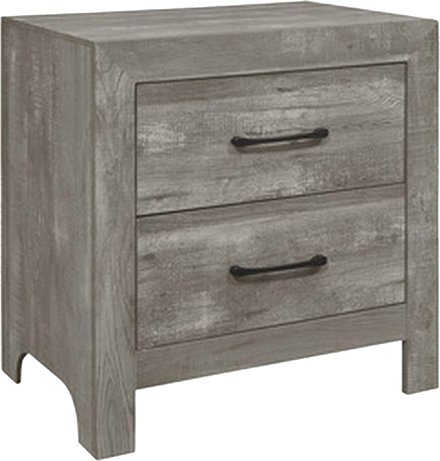 Benzara EB Four Piece Queen Size Bedroom Set- Farmhouse Style- Gray- Black