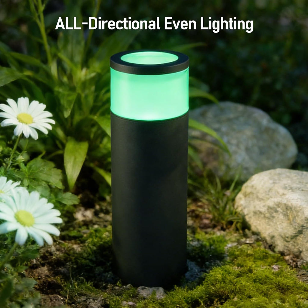 LEONLITE 8-Pack 4.5W LED Landscape Bollard Path Lighting, RGB Low Voltage Landscape Lights, 7 Color Selectable, Outdoor Pathway Light, Die-Cast Aluminum Housing