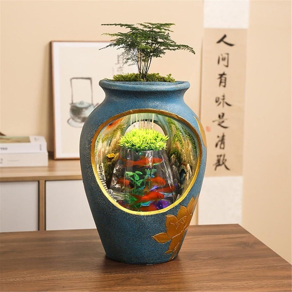 Desktop Fountain Tabletop Fountain, Desktop Fish Tank Relaxing Ambiance for Home and Office Decor