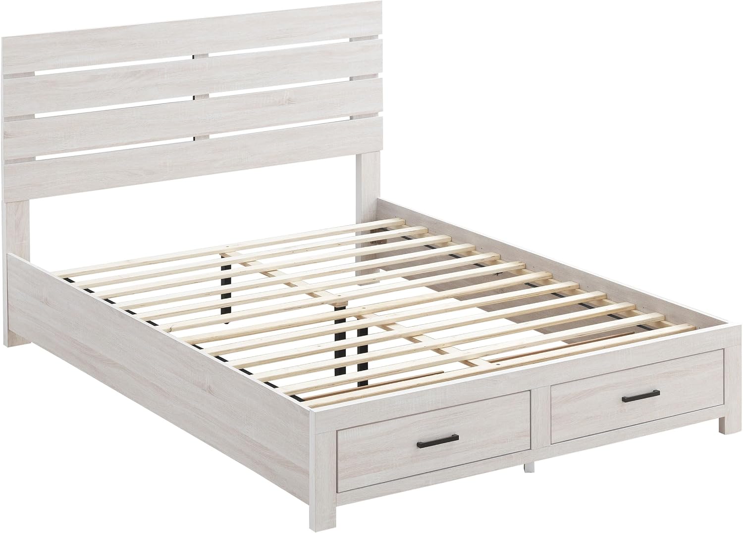 Coaster Home Furnishings Brantford Farmhouse 4-Piece Bedroom Set Queen Size Storage Panel Bed Frame 49-inch Headboard Coastal White 207050Q-S4