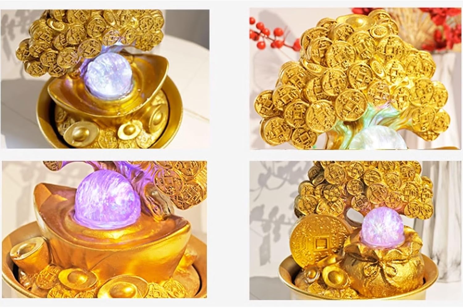Indoor Fountains Décor Money Tree Flowing Water Decoration Office Fountain Living Room Desktop Decoration Resin Chinese Desktop Fountain Tabletop Water Fountain