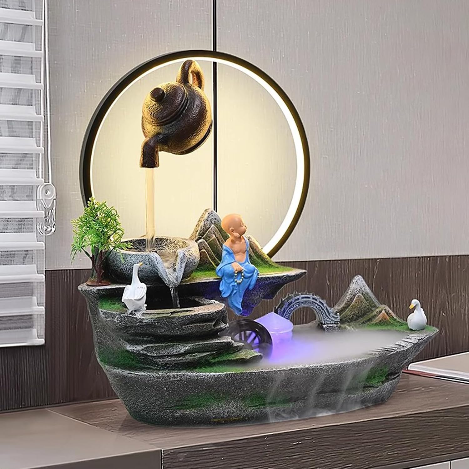 Tabletop Fountain Rocky Mountain Flowing Water Fountain Living Room Circulating Humidifier Office Front Desk Desktop Decoration Desktop Fountain Decoration Desktop Fountain (Color : A)