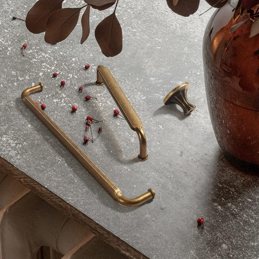 Goo-Ki 24 Pack 3 Inch （76mm） Hole Center Cabinet Pulls Antique Brass Zinc Alloy Kitchen Drawer Pulls Drawer Handles 3.39 Inch Length 2202-GT-76-24