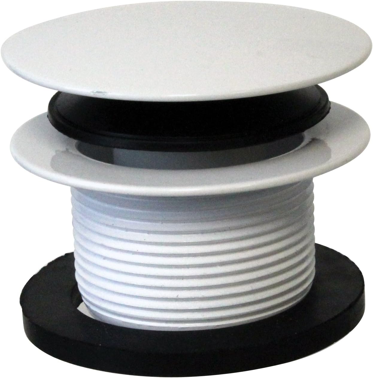 Westbrass 24' Direct Outlet Semi-Exposed Waste & Overflow with Ball Joint and Tip-Toe Drain, Powder Coat White, 7932420BJHRDC-50
