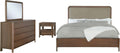 Coaster Home Furnishings Maderia Transitional 4-Piece Bedroom Set Fabric Upholstered Queen Size Panel Bed Frame 57-inch Headboard Walnut 223321Q-S4