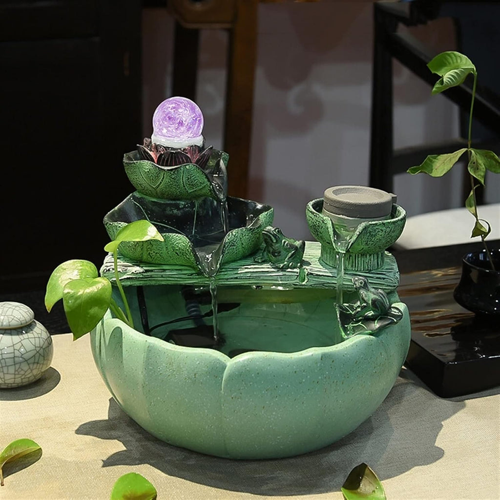Indoor Fountain Micro Landscape Flowing Water Ornaments Living Room Office Desktop Humidifier Fish Tank Landscaping Decorations with Atomizer Tabletop Fountains Decor