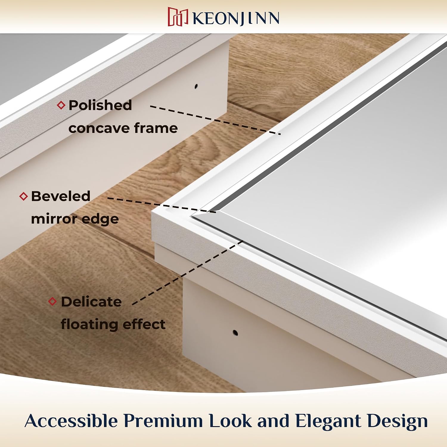 Keonjinn 24' x 30' White Bathroom Medicine Cabinets with Mirror Recessed or Surface Wall-Mounted Aluminum Alloy Metal Framed Beveled Bathroom Mirror, Large Single Door Farmhouse Storage Cabinet Mirror