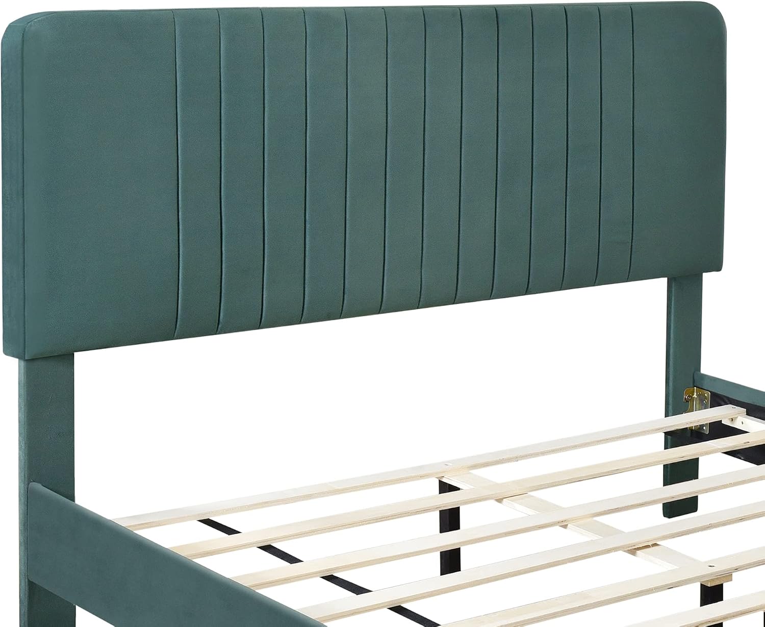KLMM Elegant Full Size Upholstered Platform Bed,No Box Spring Needed, Velvet Fabric, Suitable for Bedroom Use, Easy to Assemble (Green#K^)