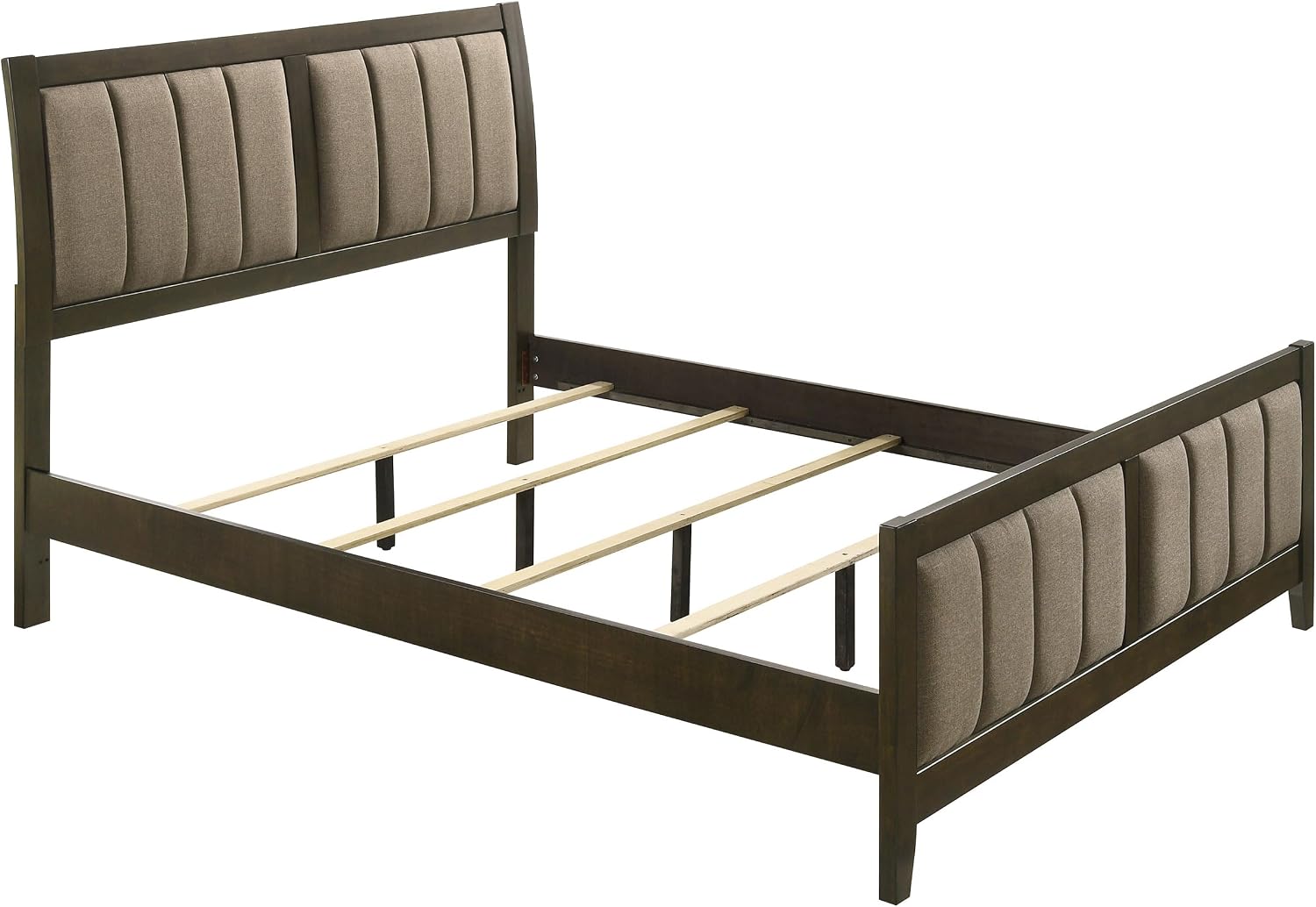 Coaster Home Furnishings Wilkes Transitional 4-Piece Bedroom Set Fabric Upholstered Queen Size Panel Bed Frame 51-inch Headboard Dark Cocoa 224421Q-S4