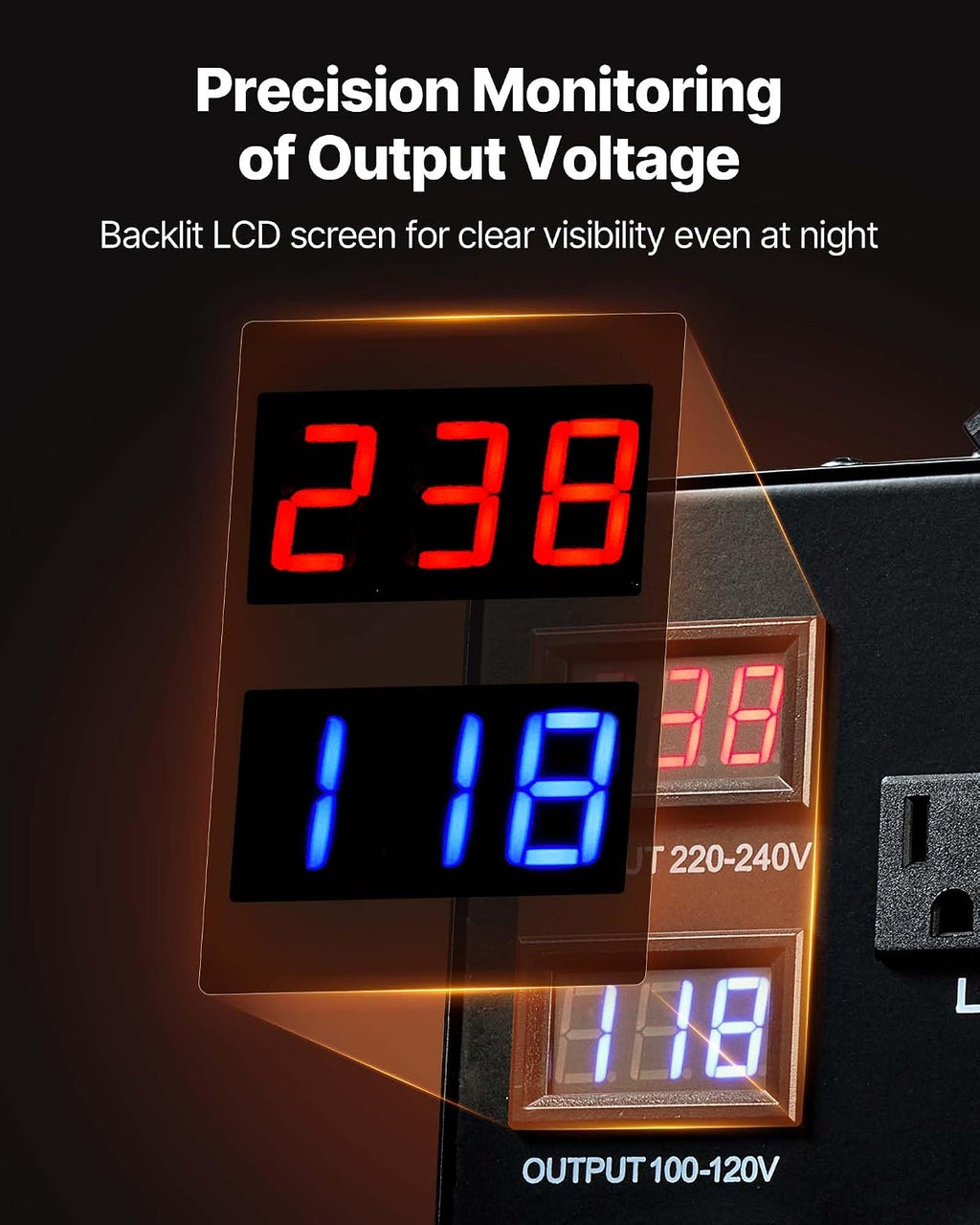 VEVOR Voltage Auto Converter Transformer, 6000VA, Heavy Duty Step Up/Down Power Transformer, 110V to 220V and 220V to 110V, with 3 US Outlets, 3 EU Outlets, LCD Display, Circuit Breaker Protection