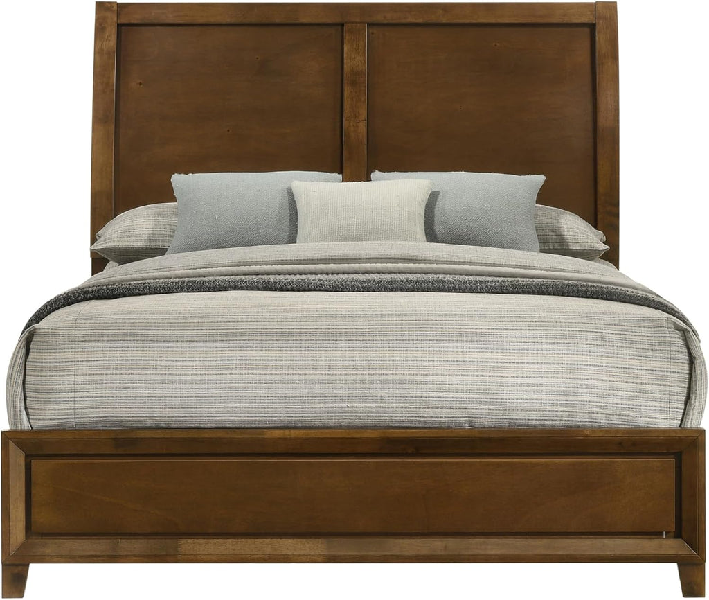 New Classic Furniture Ballard 5-Piece Wood Queen Bedroom Set with 2-Nightstands, Walnut Brown