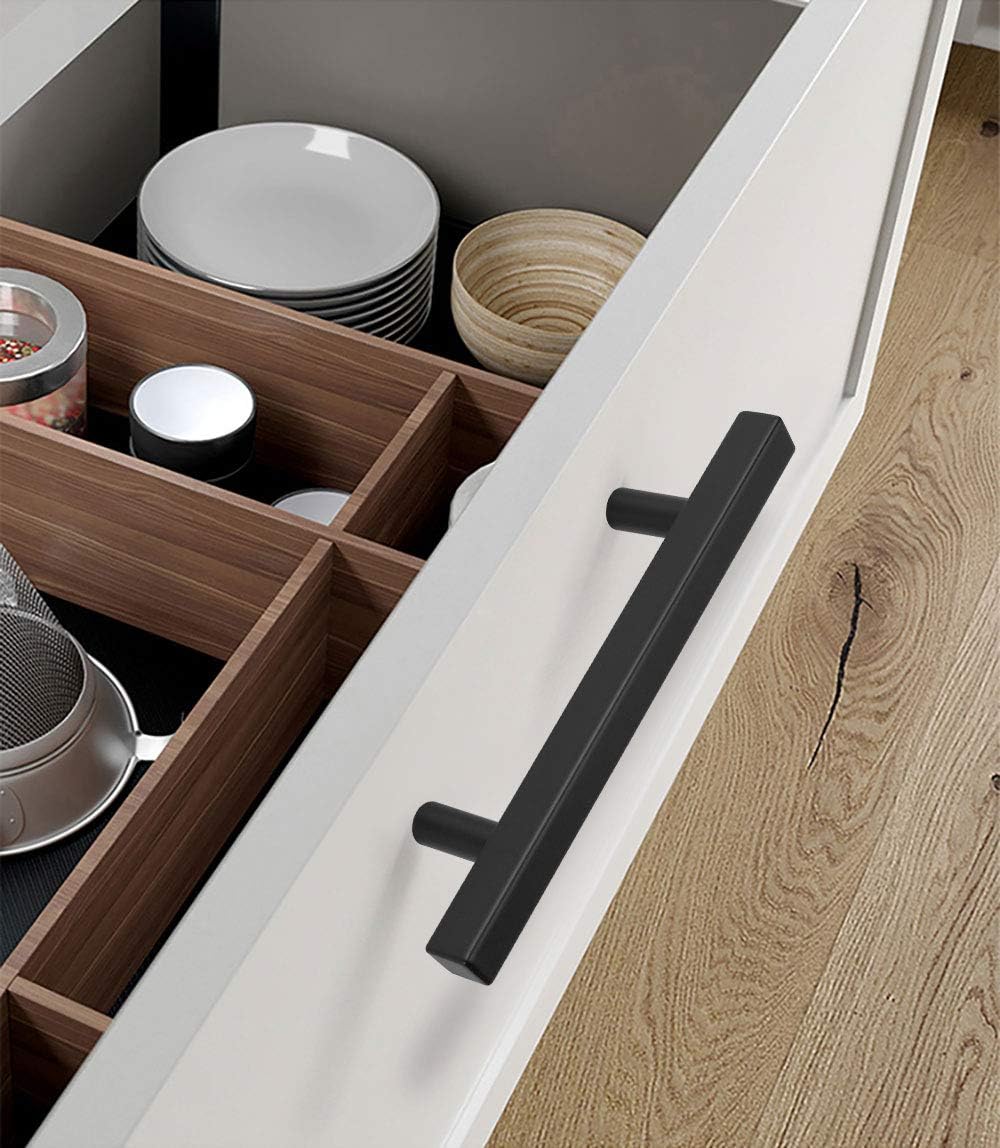 Peaha Case of 50 Black Cabinet Pulls 115mm - PHJ22BK115 Kitchen Drawer Handles Metal Cupboard Hardware for Dresser