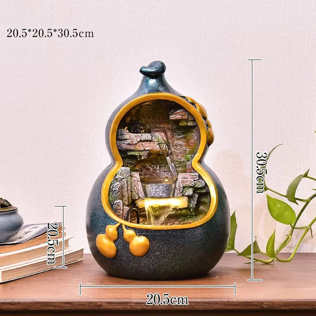 Desktop Fountain Indoor Resin Tabletop Fountain Gourd Flowing Water Decoration Feature Living Room Desktop Housewarming Opening Home Office Desk