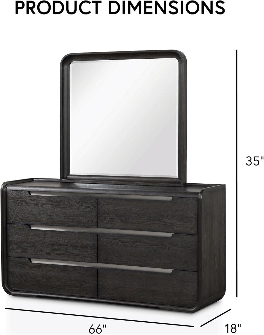 Furniture of America Teada Modern Wood 5-Piece Bedroom Set with Padded Curved Headboard, Oval Nightstand, Felt-Lined Top and UV-Stained Lower Drawers, Box Spring Needed, Queen, Black