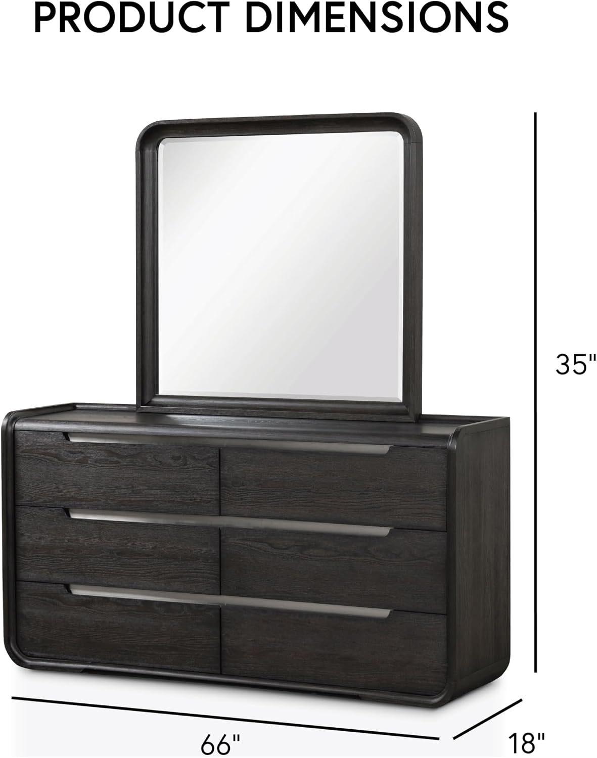 Furniture of America Teada Modern Wood 5-Piece Bedroom Set with Padded Curved Headboard, Oval Nightstand, Felt-Lined Top and UV-Stained Lower Drawers, Box Spring Needed, Queen, Black