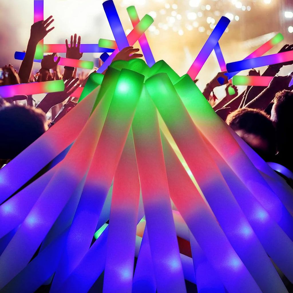 EXCECAR 202PCS Foam Glow Sticks Bulk Party Pack, Foam Light Up Sticks, Light Up Foam Sticks, 3 Mode Colorful Flashing, Glow in The Dark Sticks for Wedding Halloween Christmas Concert Party Supplies